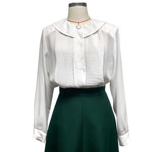 Vintage Karen Scott Womens Size 12 White Embroidered Button Up